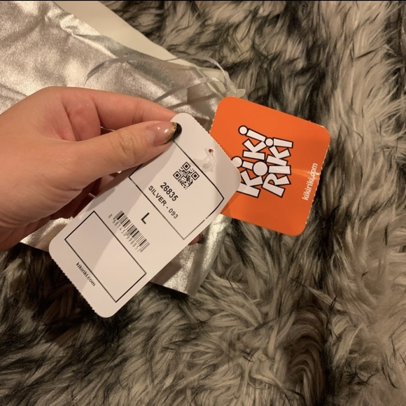 Kiki Riki brand silver sexy one arm crop top. Form fitting. Runs small - Picture 4 of 5